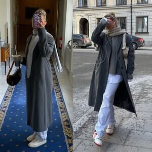 DJERF AVENUE Forever Long Blazer Coat in Grey Size XXL